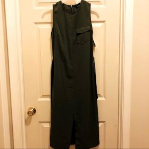 Olive Green sleeveless summer dress.